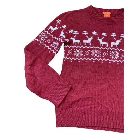 JOE FRESH Fair Isle Christmas Sweater With Long Sleeves Burgundy Red Boy 10-12Y - Picture 3 of 9